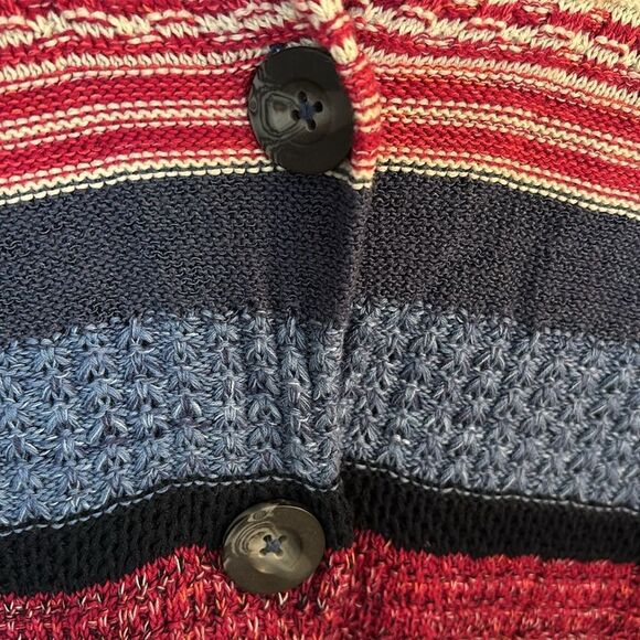 J. Jill Red White Blue Striped 3 Button Cardigan Size Small Petite - Picture 5 of 9